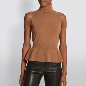 Veronica Beard Camel Noor Cashmere Turtleneck Sleeveless Sweater NWT